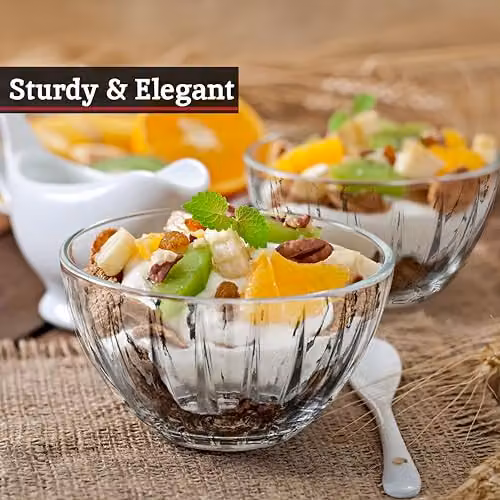 Orsina Set of 4 Transparent Crystal Glass Dessert Bowls, W: 12 cm, D: 12 cm, H: 7 cm – 3