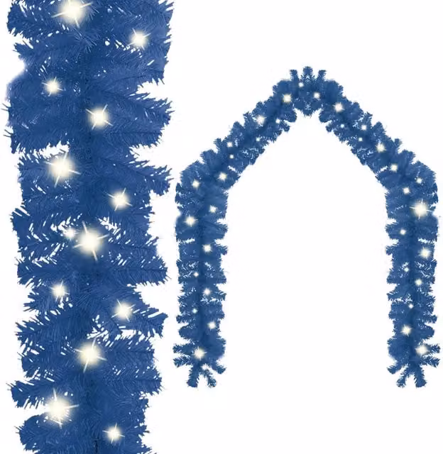 Berkfield Home Christmas Garland with LED Lights, Blue, 10 m