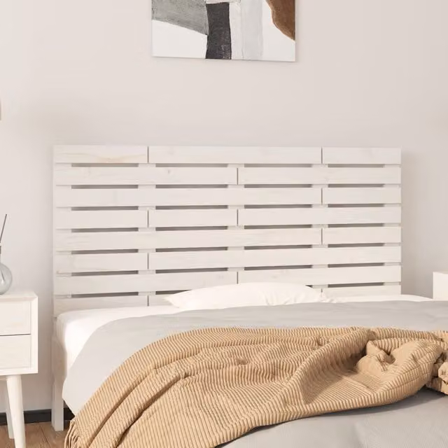 Berkfield Home White Solid Pine Wood Wall Mounted Headboard, W: 126 cm, D: 3 cm, H: 63 cm – 1