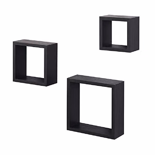 SPOT ON DEALZ Cali Set of 3 Wall Mounted Floating Cube Shelves in Black and White – 2