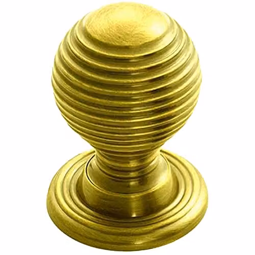Loops Textured Reeded Ball Cupboard Door Knob in Polished Brass