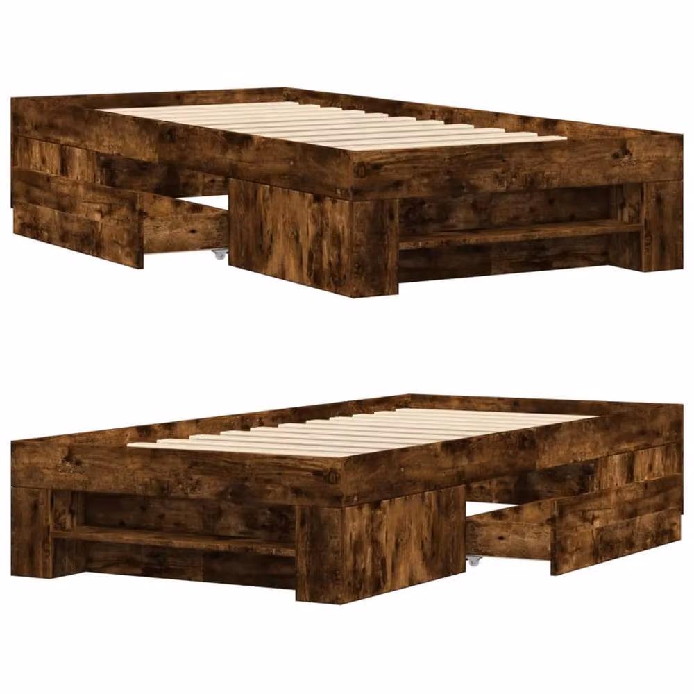 Berkfield Home Smoked Oak Bed Frame with Drawers, Brown, W: 90 cm, D: 200 cm – 4
