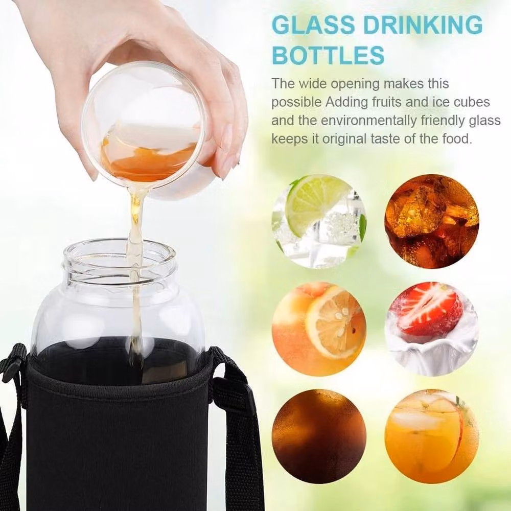 SPETLEK Glass Water Bottle, 1L, Clear, Pack of 2 – 2