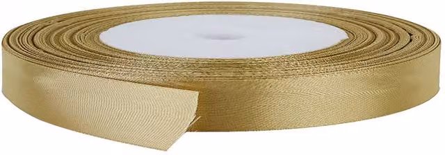 Neel Blue Double Sided Satin Polyester Ribbon Roll, Gold, Width: 1.5 cm, Length: 25 m
