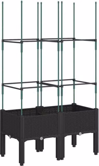 Berkfield Home Garden Planter with Trellis, Black, W/D/H: 80 x 40 x 142.5 cm