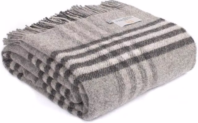 Tweedmill Lifestyle Hex Check Wool Throw in Grey
