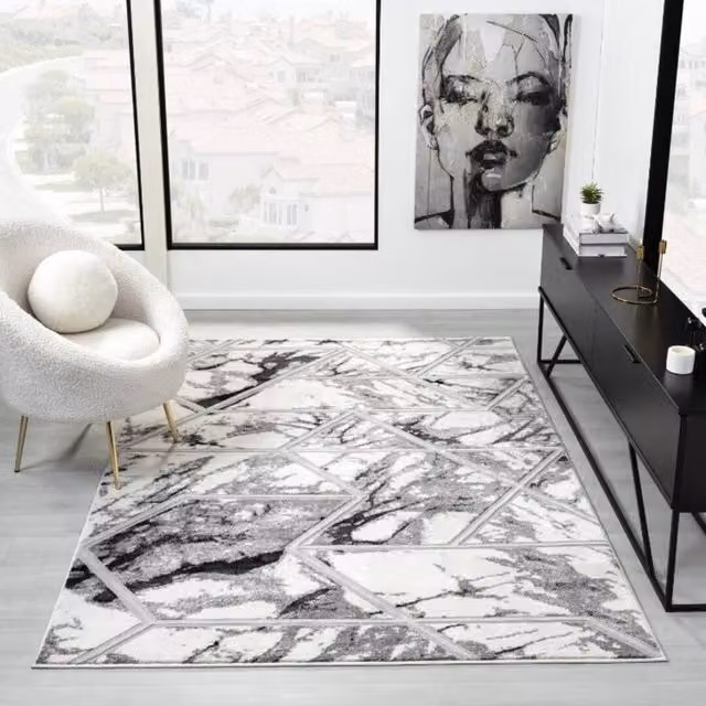 DS Living Carrara Cream-Silver Rug Collection in Beige and Silver, W: 80 cm, L: 150 cm