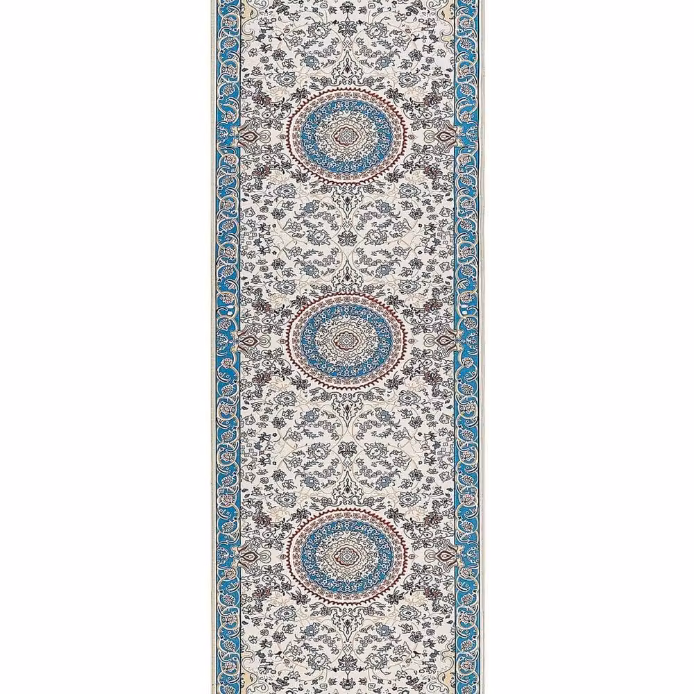Wyld and Coco Oriental Pattern Runner Rug in Beige and Blue, W/D/H: 80 x 240 cm – 1