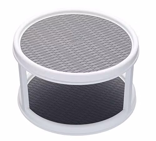 Copco Basics 2-Tier Plastic Lazy Susan Kitchen Organiser, White/Grey, Diameter: 30 cm – 1