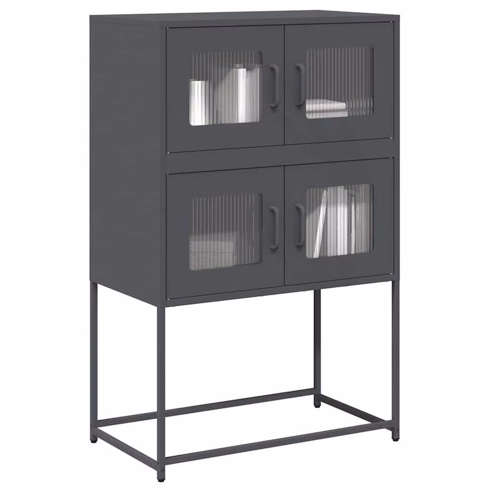 Berkfield Home Anthracite Highboard in Matt Dark Grey Metal, W/D/H: 68 x 39 x 107 cm – 2