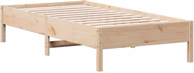 Berkfield Home Small Single Solid Wood Pine Bed Frame in Beige, W: 75 cm, L: 190 cm – 1