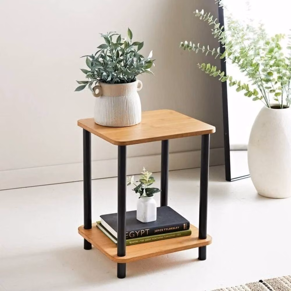 EONLION 2-Tier Brown Wooden Small Side Table and Bedside Table – 3