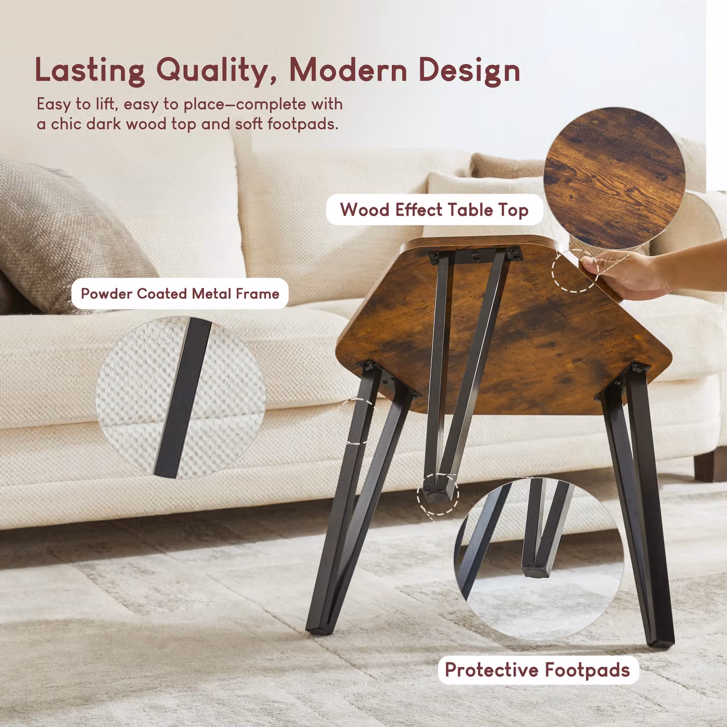 Vida Designs Brooklyn Nest of 3 Round Coffee and Side Tables in Brown – 2