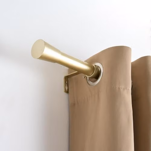 OHS Extendable Metal Curtain Pole with Trumpet Finials and Brackets, Bronze, 28mm Diameter, Adjustable from 120 to 220cm – 1