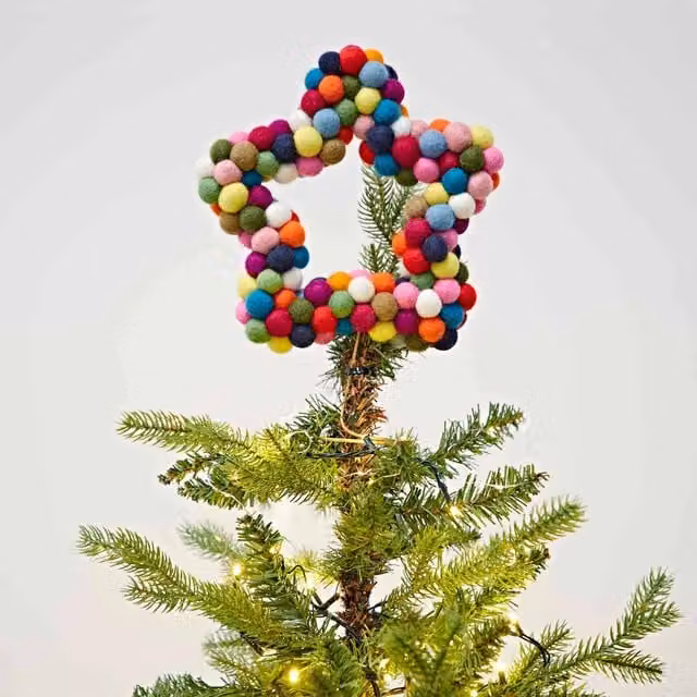 Paper High Multicoloured Felt Star Christmas Tree Topper
