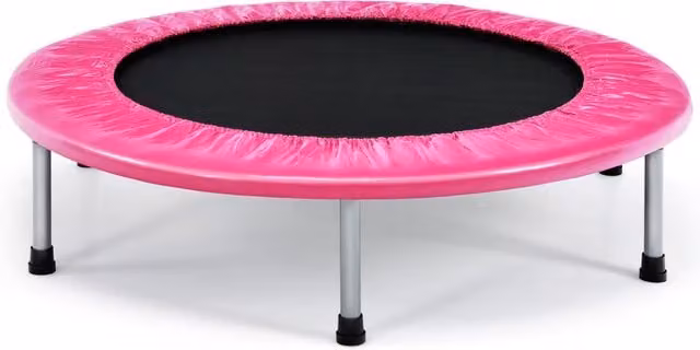 COSTWAY Foldable Mini Trampoline in Pink with Metal Frame
