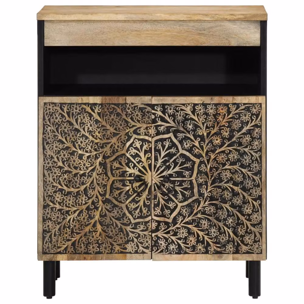 Berkfield Home Side Cabinet in Brown Solid Mango Wood, W/D/H: 60 x 33 x 75 cm – 3