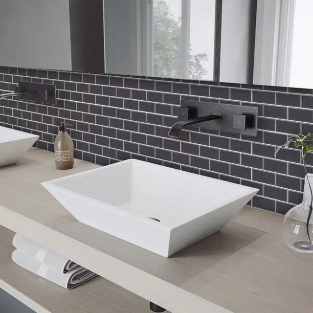 Livingandhome 10-Piece 3D Effect Peel and Stick Backsplash Tiles in Grey