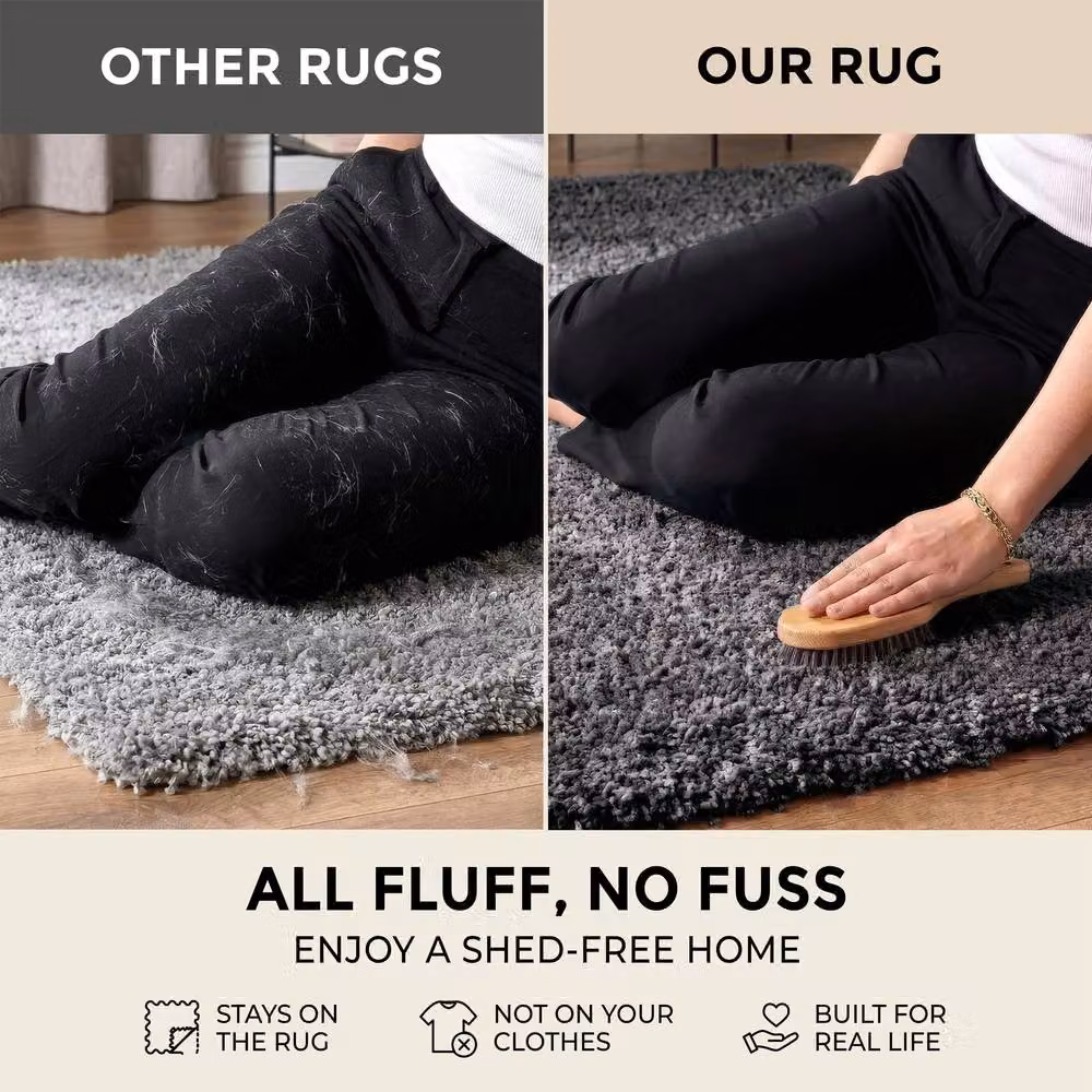 Bravich LTD Shaggy Area Rug in Dark Grey, W: 160 cm, D: 230 cm, 5 cm High Pile – 6