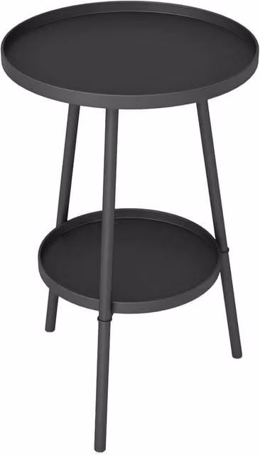 VOGREX Round 2-Tier Metal Garden Side Table, Black – 1