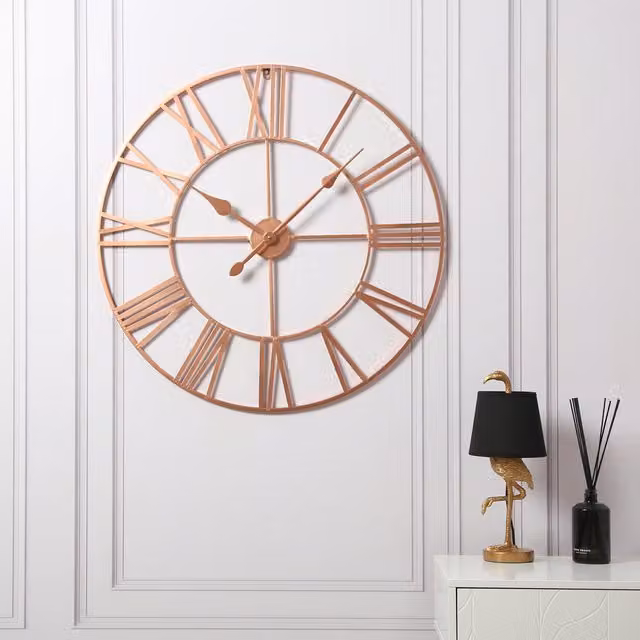 Home Garden Direct EOS Skeleton Wall Clock with Roman Numerals in Copper, Diameter: 80 cm
