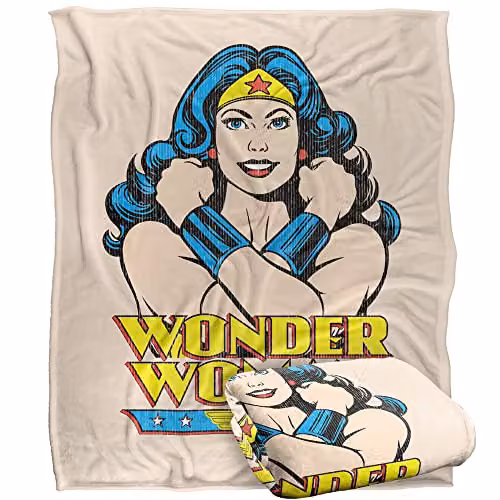 LOGOVISION Wonder Woman Officially Licensed Super Soft Fleece Throw Blanket, White and Multicolour, W/D/H: 152 x 127 cm – 1