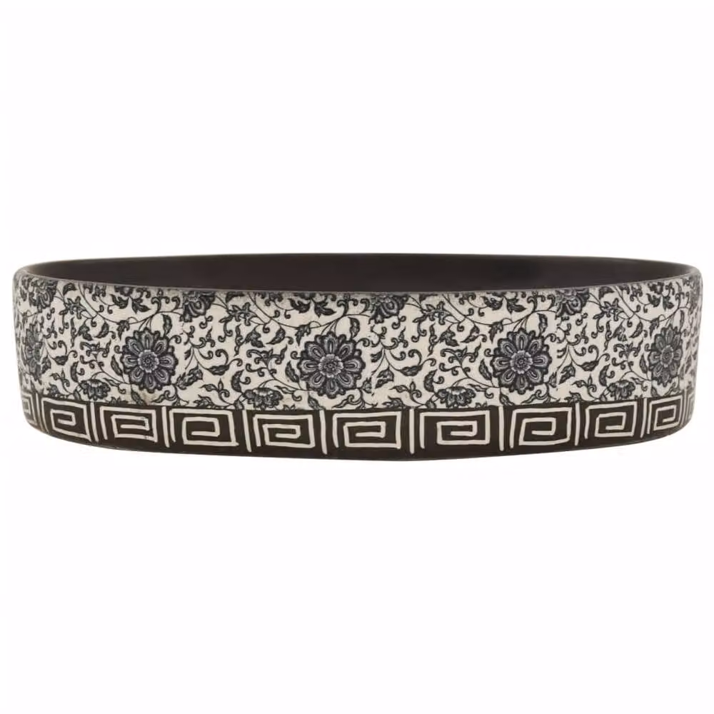 Berkfield Home Oval Ceramic Countertop Basin in Black and Blue, W: 56.5 cm, D: 36.5 cm, H: 13.5 cm – 3