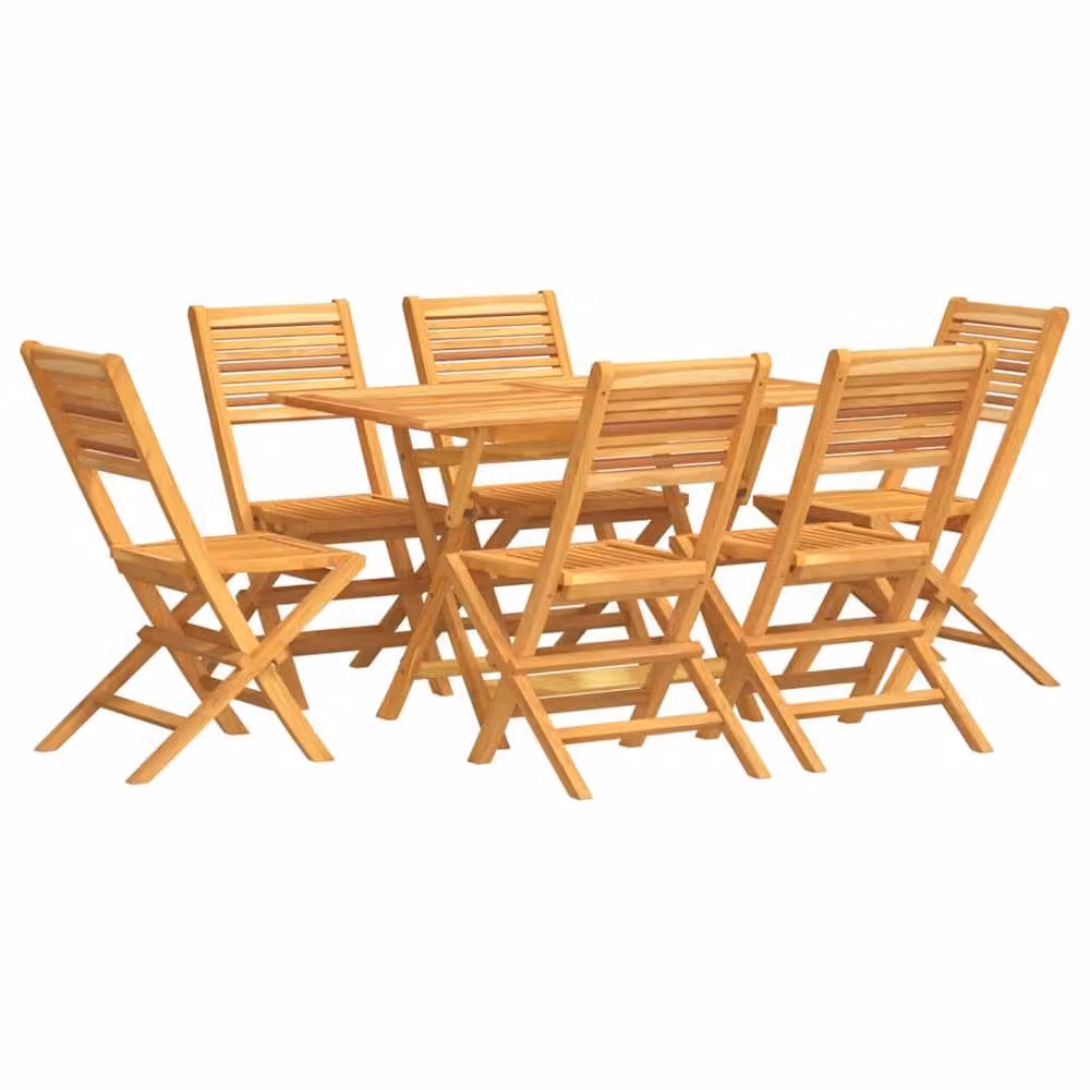Berkfield Home 7 Piece Solid Wood Teak Garden Dining Set in Brown – 2