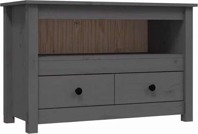 Berkfield Home Grey Rustic Solid Wood Pine TV Cabinet W/D/H: 79 x 35 x 52 cm