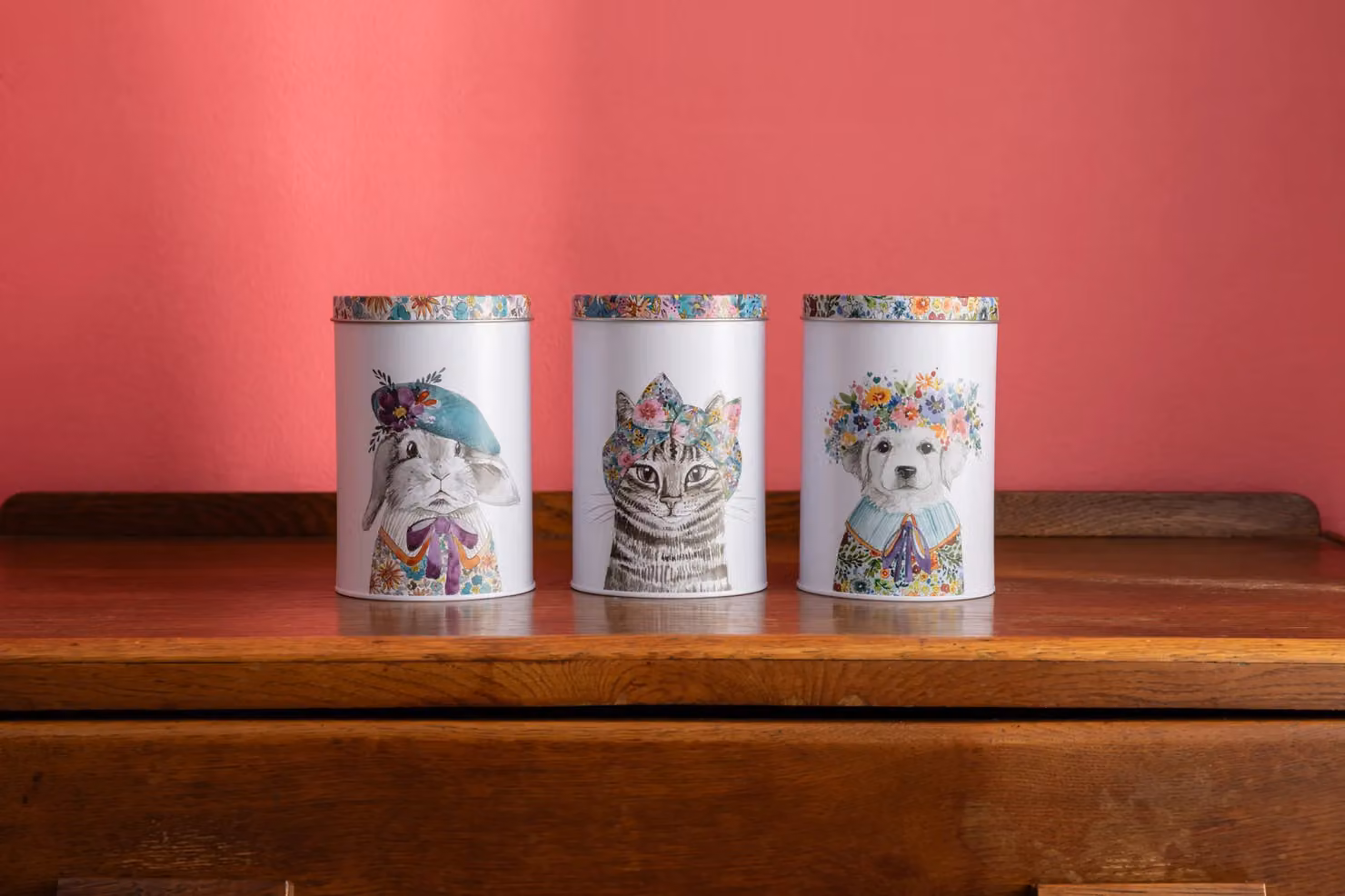 Mikasa Tipperleyhill Set of 3 Multicolour Floral Metal Storage Canisters, W: 10 cm, H: 15 cm – 4