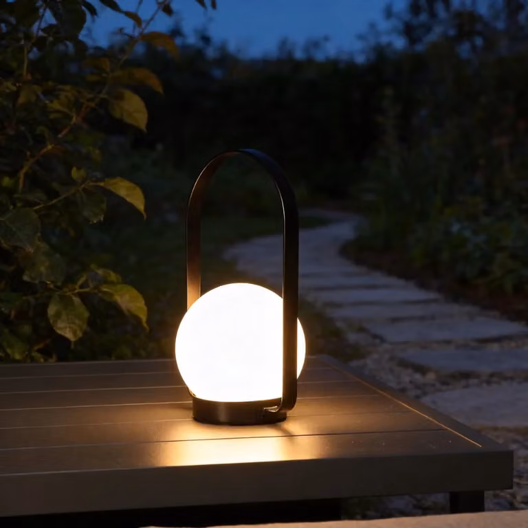 Noma Selenia Rechargeable Modern Outdoor Table Lantern in Black