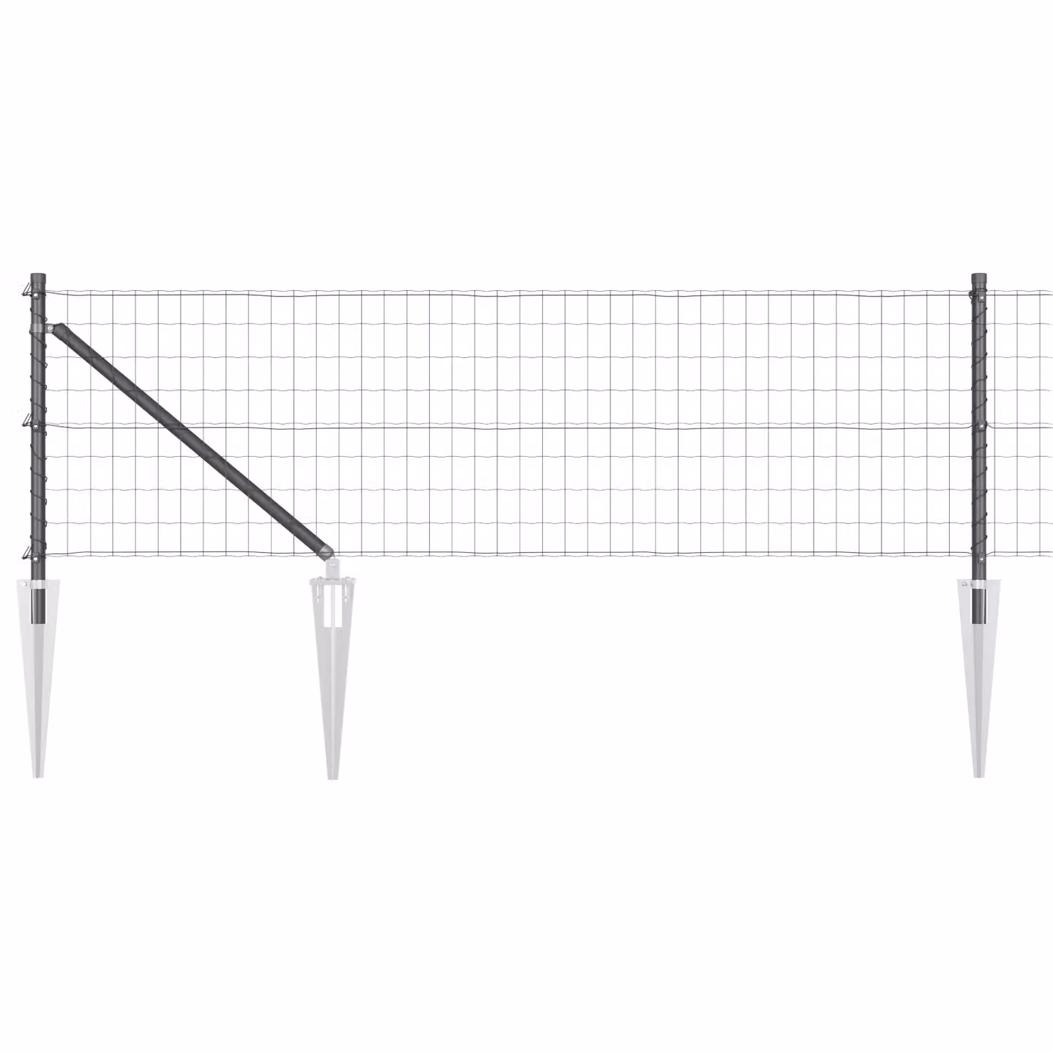 Berkfield Home Euro Fence with 7 Spike Posts, Galvanised Steel, Grey/Silver, W: 10 m, H: 0.4 m – 2