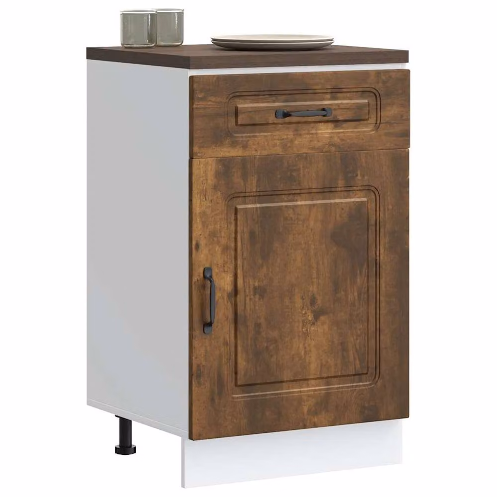 Berkfield Home Kalmar Kitchen Base Cabinet in Smoked Oak Brown, W/D/H: 46.0 x 50.0 x 81.5 cm – 2