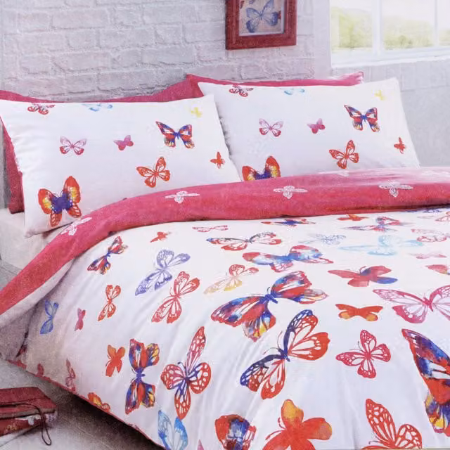 Riva Home Butterfly Reversible Cotton Duvet Cover Bedding Set with Animal Print, Multicolour