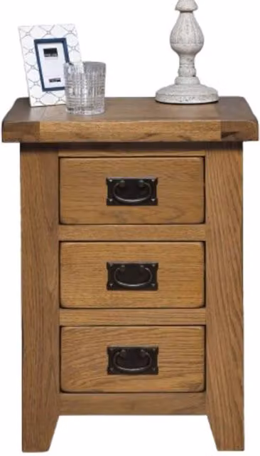 Elm Home And Garden Rustic Oak 3 Drawer Bedside Cabinet in Brown – 1