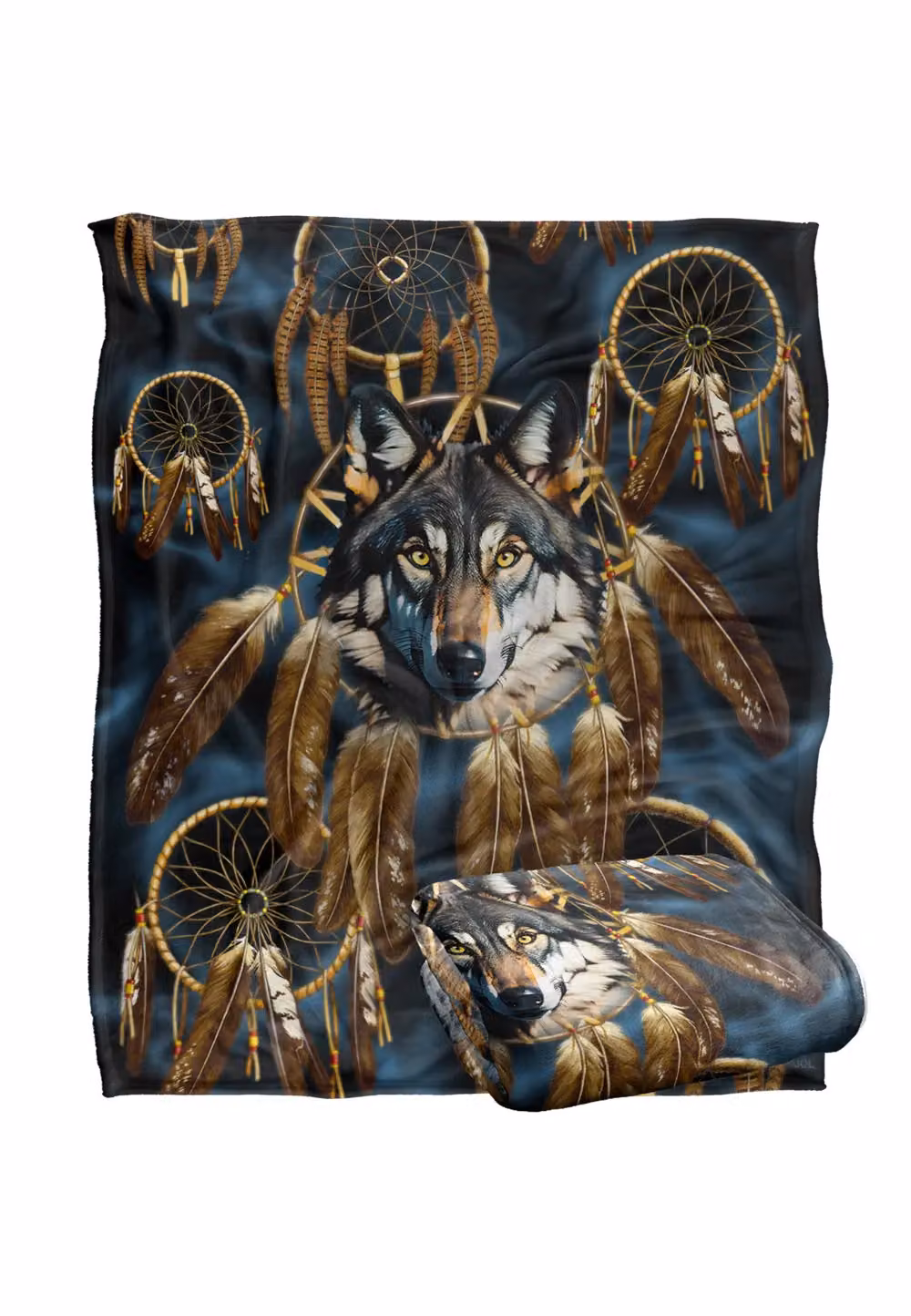 JQ Licensing Dreamcatcher Wolf Silky Touch Super Soft Throw Blanket, White, W/D/H: 152 x 127 cm – 7