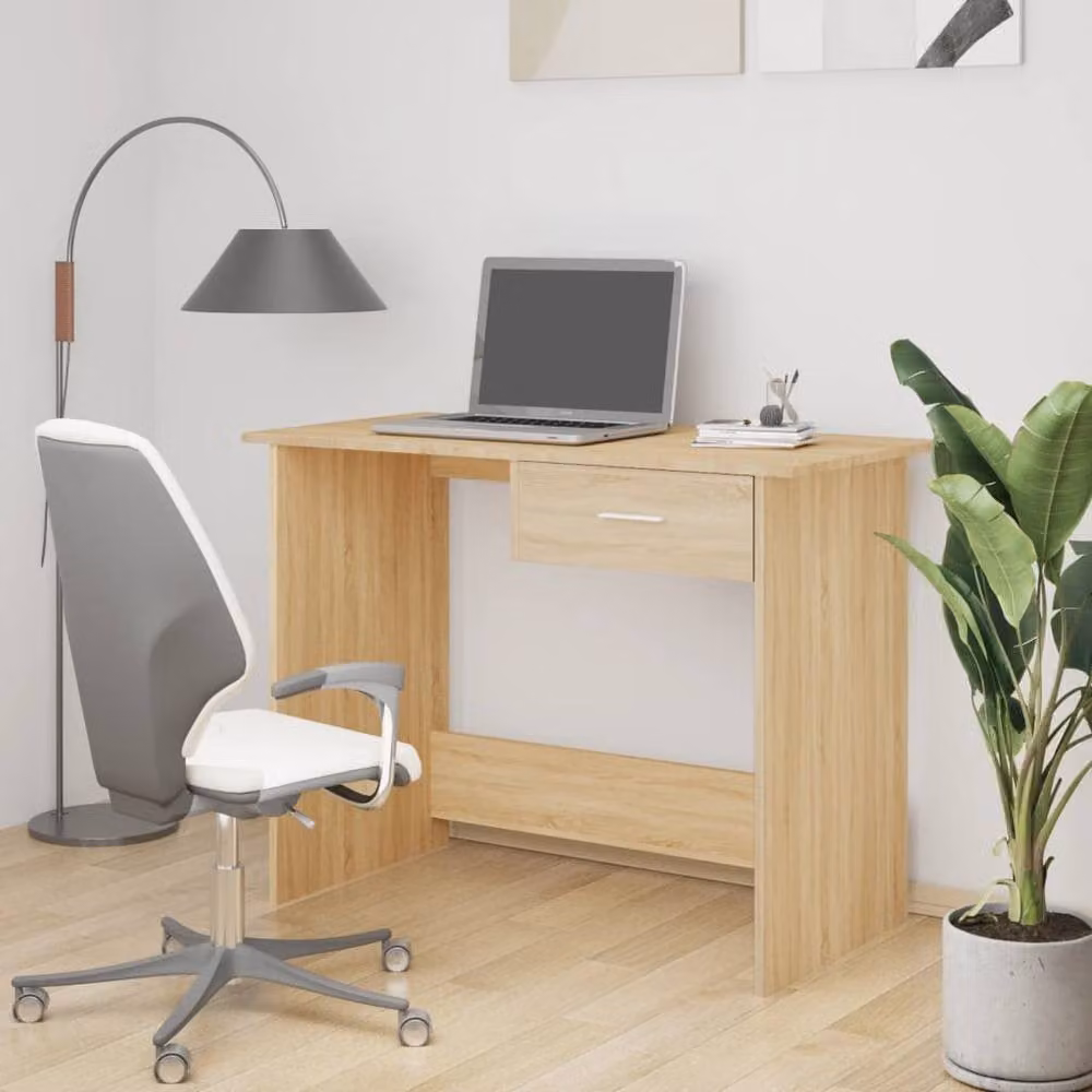 Berkfield Home Modern Writing Desk in Sonoma Oak, Tan, W/D/H: 100 x 50 x 76 cm – 2