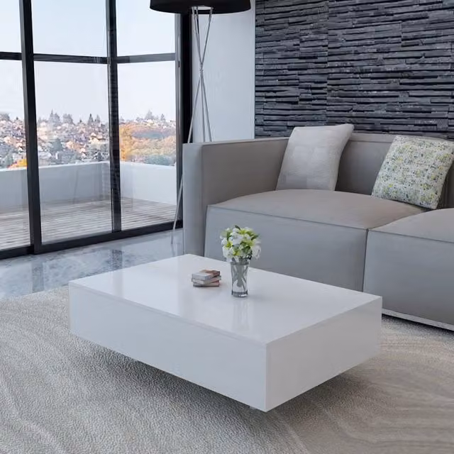 Berkfield Home Modern Rectangular Coffee Table in High Gloss White