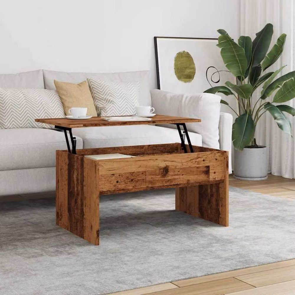 Berkfield Home Modern Coffee Table in Brown with Lift Mechanism, W/D/H: 80 x 50.5 x 41.5 cm – 1