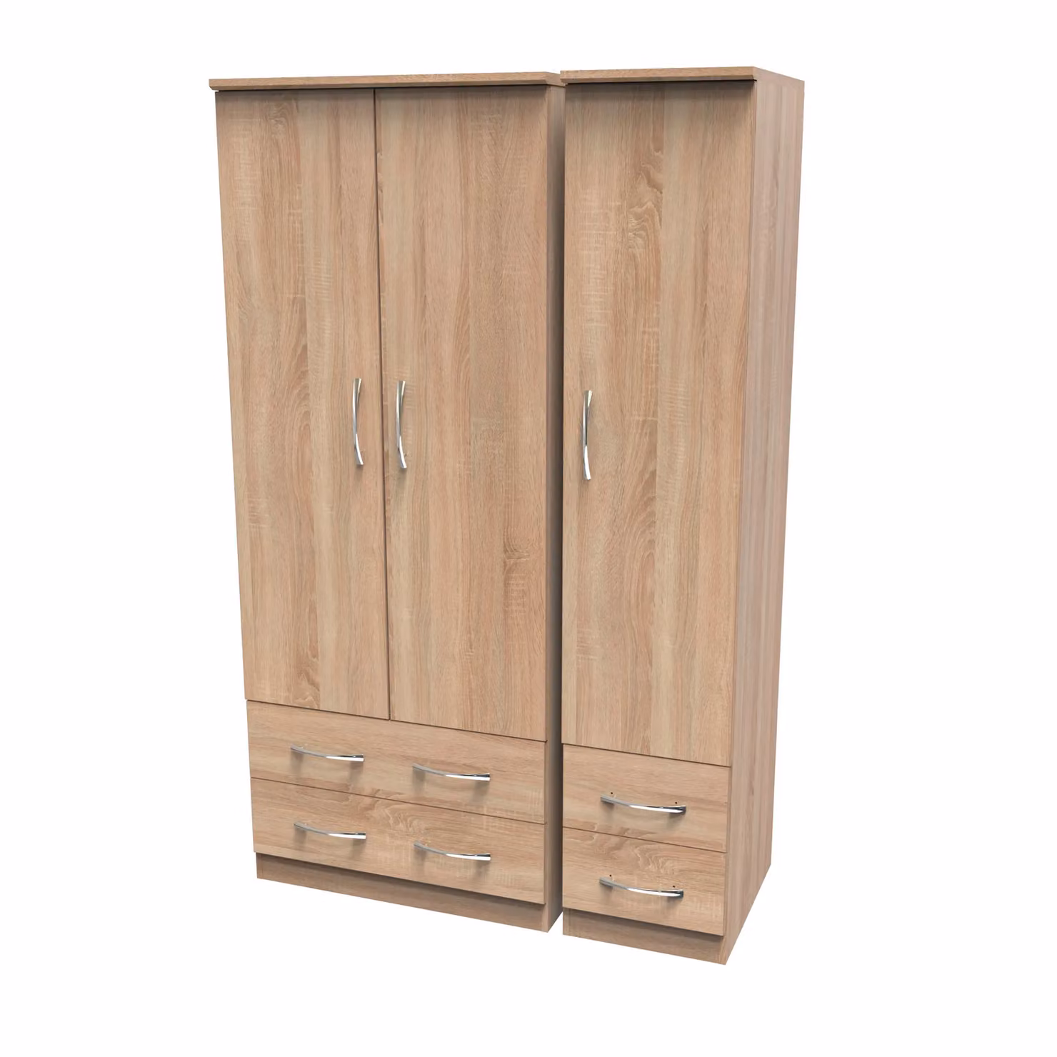 2 U Hampshire Ready Assembled Triple Wardrobe with Three Drawers in Light Oak – 2