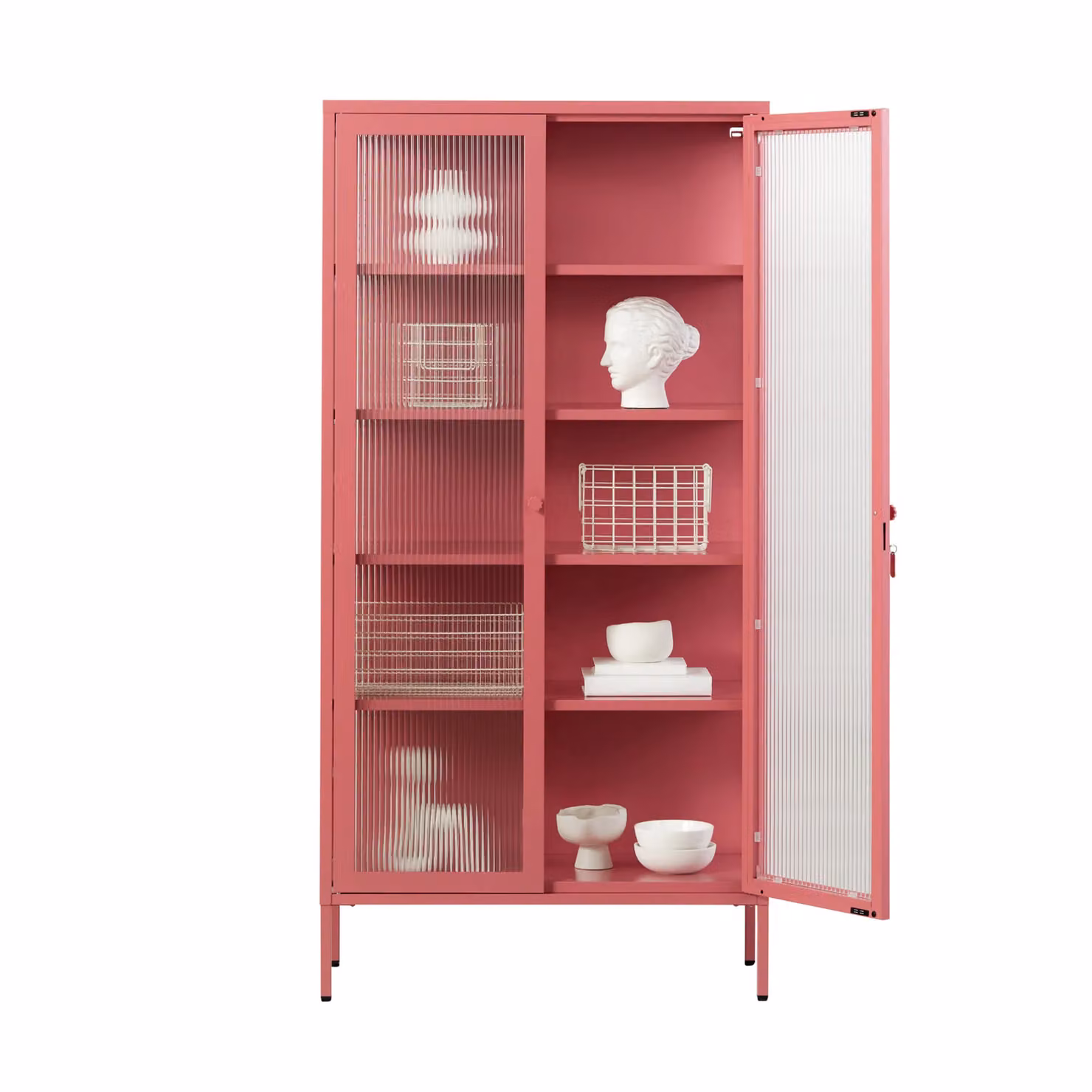Mustard Made The Collector Pink Freestanding Cabinet with Glass Doors and Adjustable Shelves, H 170 x W 85 x D 40 cm – 2