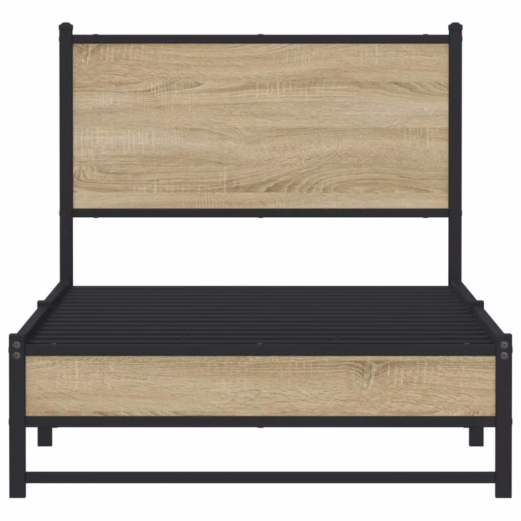 Berkfield Home Metal Bed Frame in Sonoma Oak Brown, W/D/H: 90 x 190 cm Single – 3