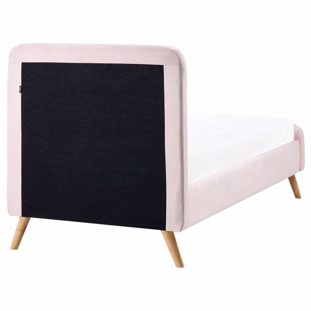 Wyld and Coco Pastel Pink Velvet Slatted Bed Frame, W: 90 cm, D: 190 cm – 3