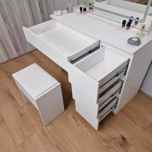Kosy Koala Modern Dressing Table Set with Hollywood LED Mirror and Stool in White, W: 94 cm, D: 42 cm, H: 140 cm – 6