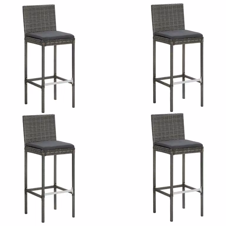 Berkfield Home 5 Piece Grey Poly Rattan Garden Bar Set with Cushions
