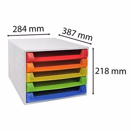 Exacompta Linicolor Collection Document Box with 5 Open Drawers, Translucent Harlequin Multicolour, Suitable for A4 Documents, W/D/H: 38.7 x 28.4 x 21.8 cm – 3