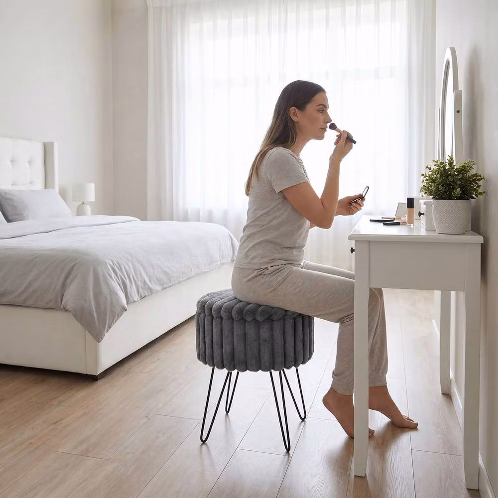 GAVENO CAVAILIA Ribbed Hairpin Storage Stool in Grey – 3