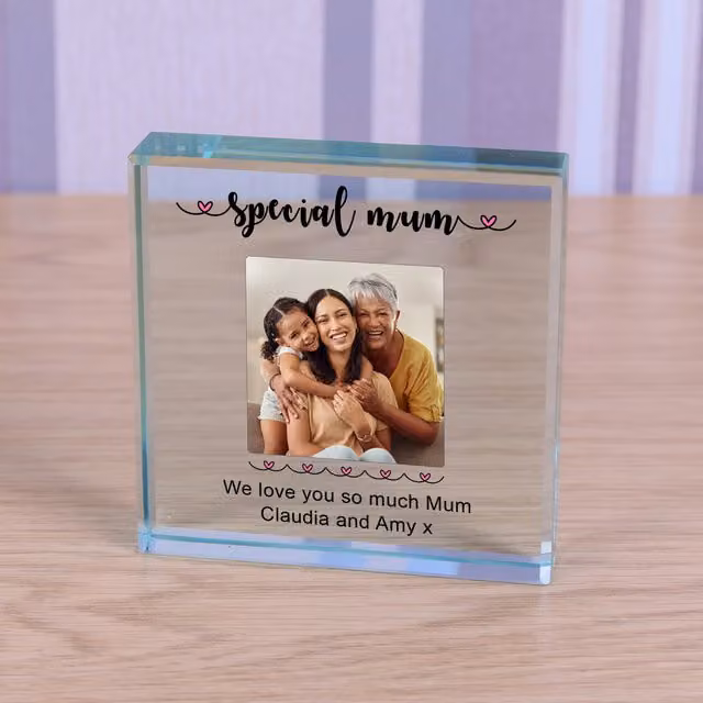 Uniqueful Personalised Special Mum Glass Token in Transparent and Beige for Mother's Day