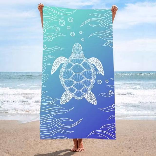 Ella Extra Large Quick-Drying Microfibre Beach Towel in Blue, W: 180 cm x H: 90 cm