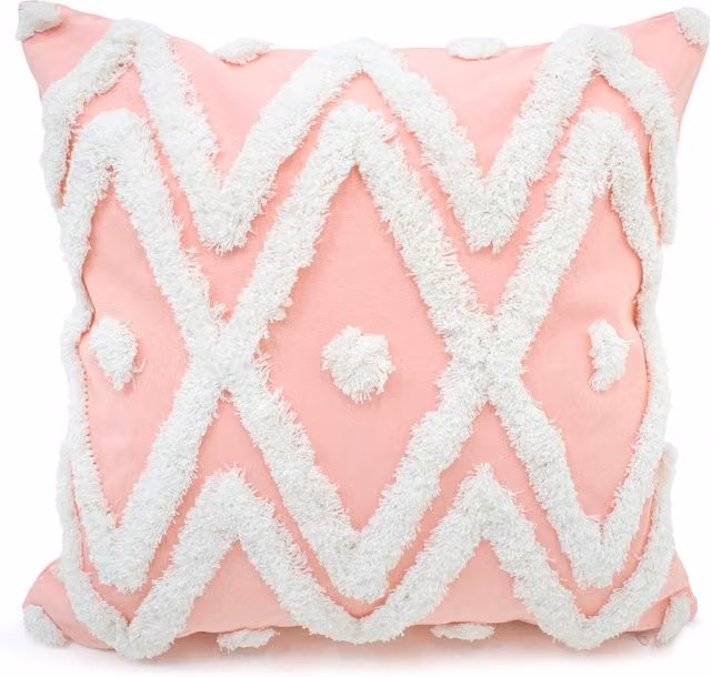 Intimates Bergen Tufted Filled Square Cushion in Pink, W/D/H: 43 x 43 x 43 cm